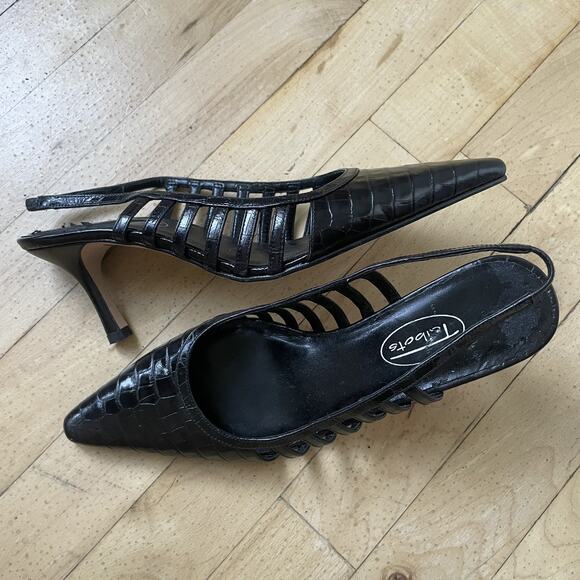 Vintage Talbots Black Slingback Heels Size 8 M EUC MSRP $114 Libby3 - Picture 1 of 11